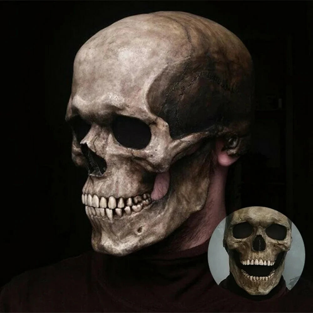 "Realistic Skull Mask with Movable Jaw - Perfect for Halloween Cosplay & Parties!"