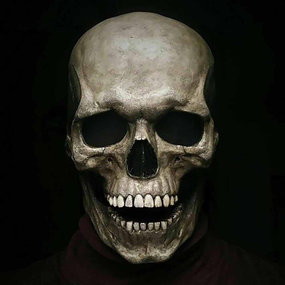 "Realistic Skull Mask with Movable Jaw - Perfect for Halloween Cosplay & Parties!"