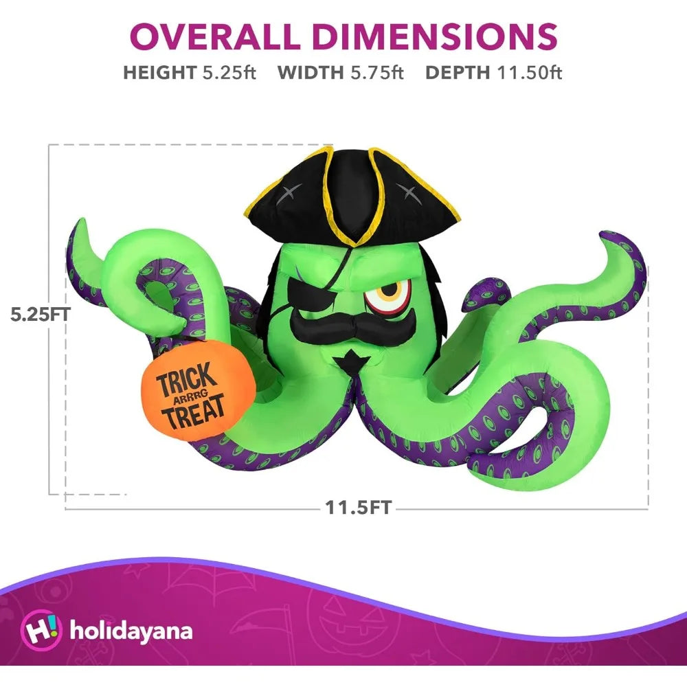 1.5 Ft Pirate Kraken Octopus Inflatable - Spooky Halloween Yard Decoration