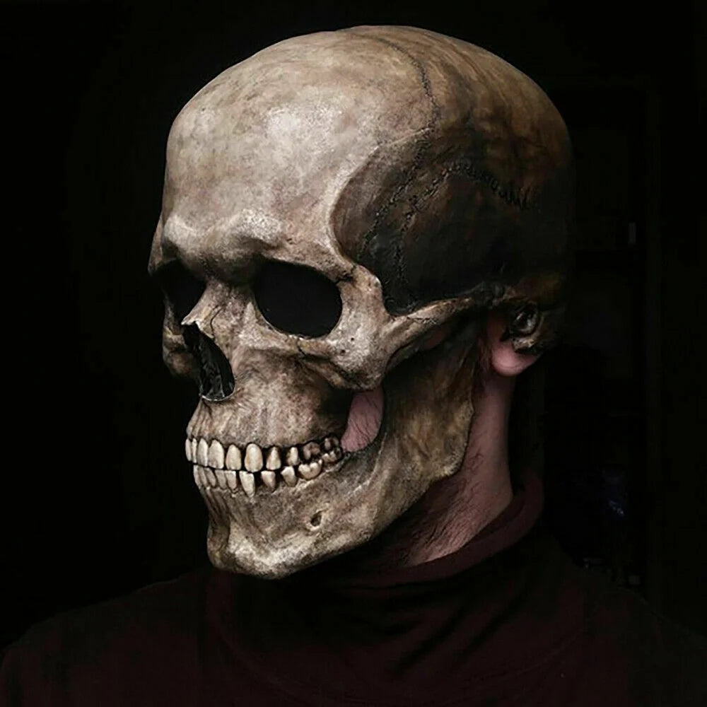 "Realistic Skull Mask with Movable Jaw - Perfect for Halloween Cosplay & Parties!"