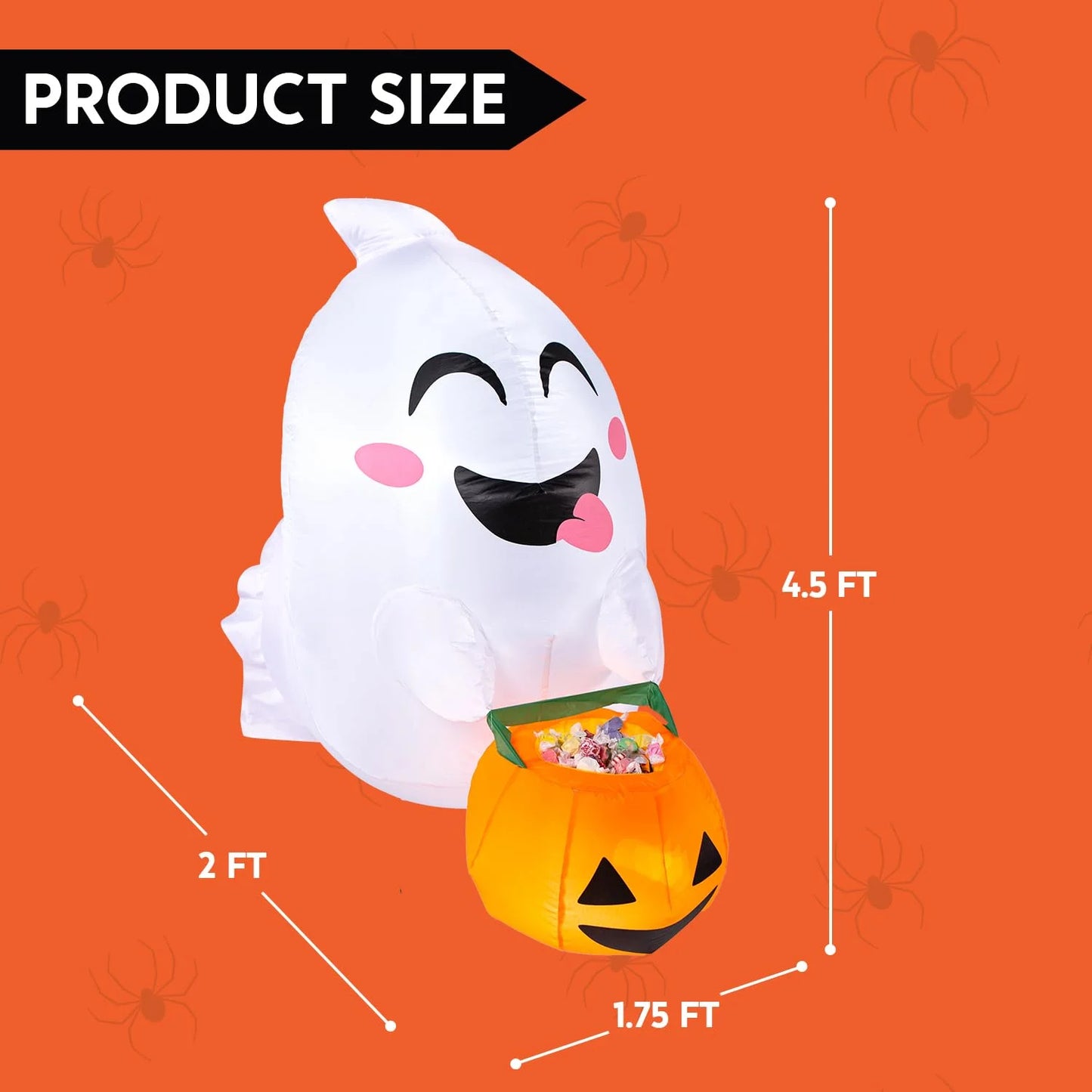 "Spooky 4.5 FT Flying Ghost Inflatable with LED Lights for Halloween Window Decoration"