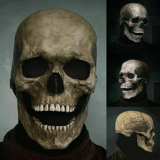 "Realistic Skull Mask with Movable Jaw - Perfect for Halloween Cosplay & Parties!"